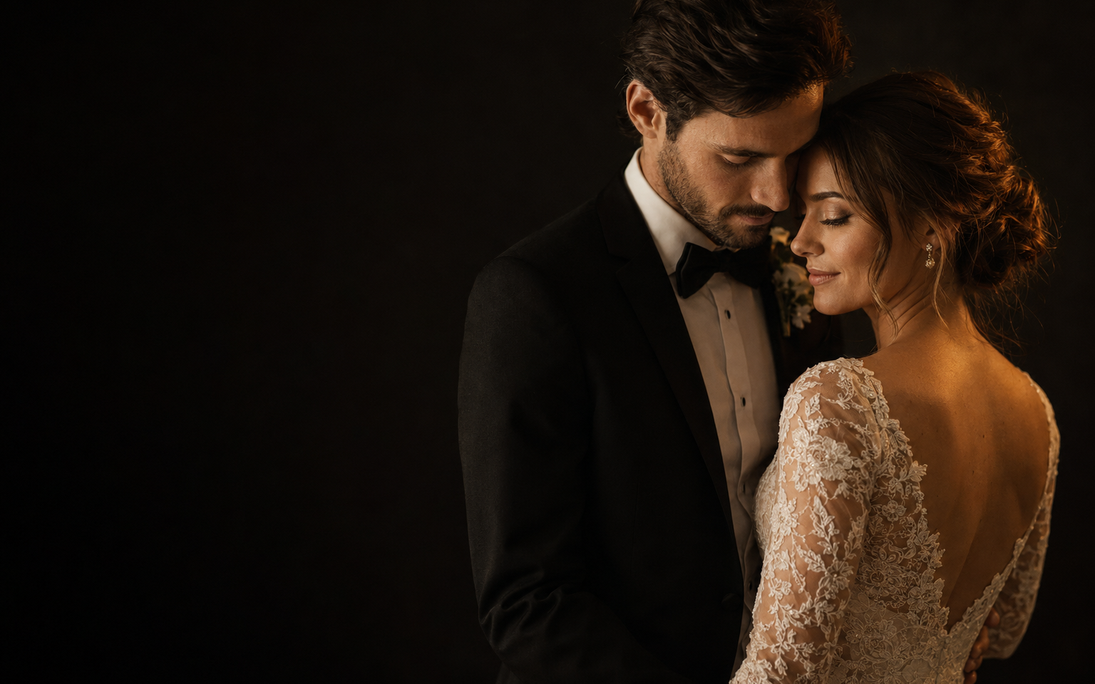 An elegant couple in warm cinematic light